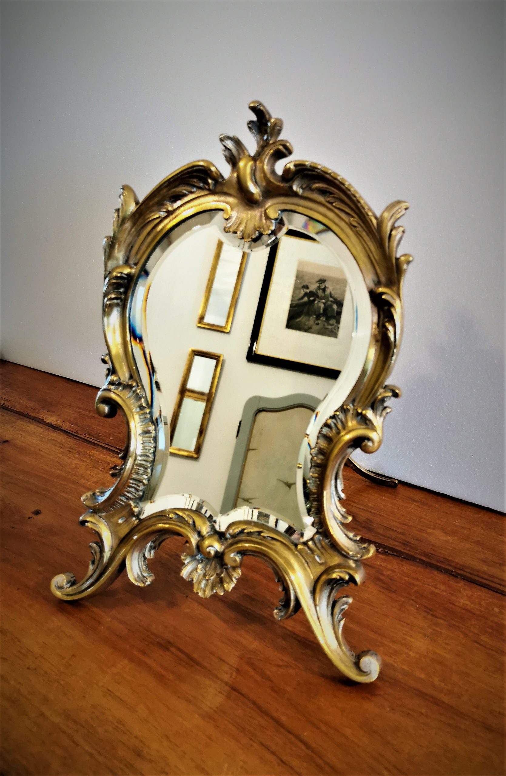 VD183 Miroir Bronze Pied Pass Antiq - Achat et vente d'oeuvres d'art