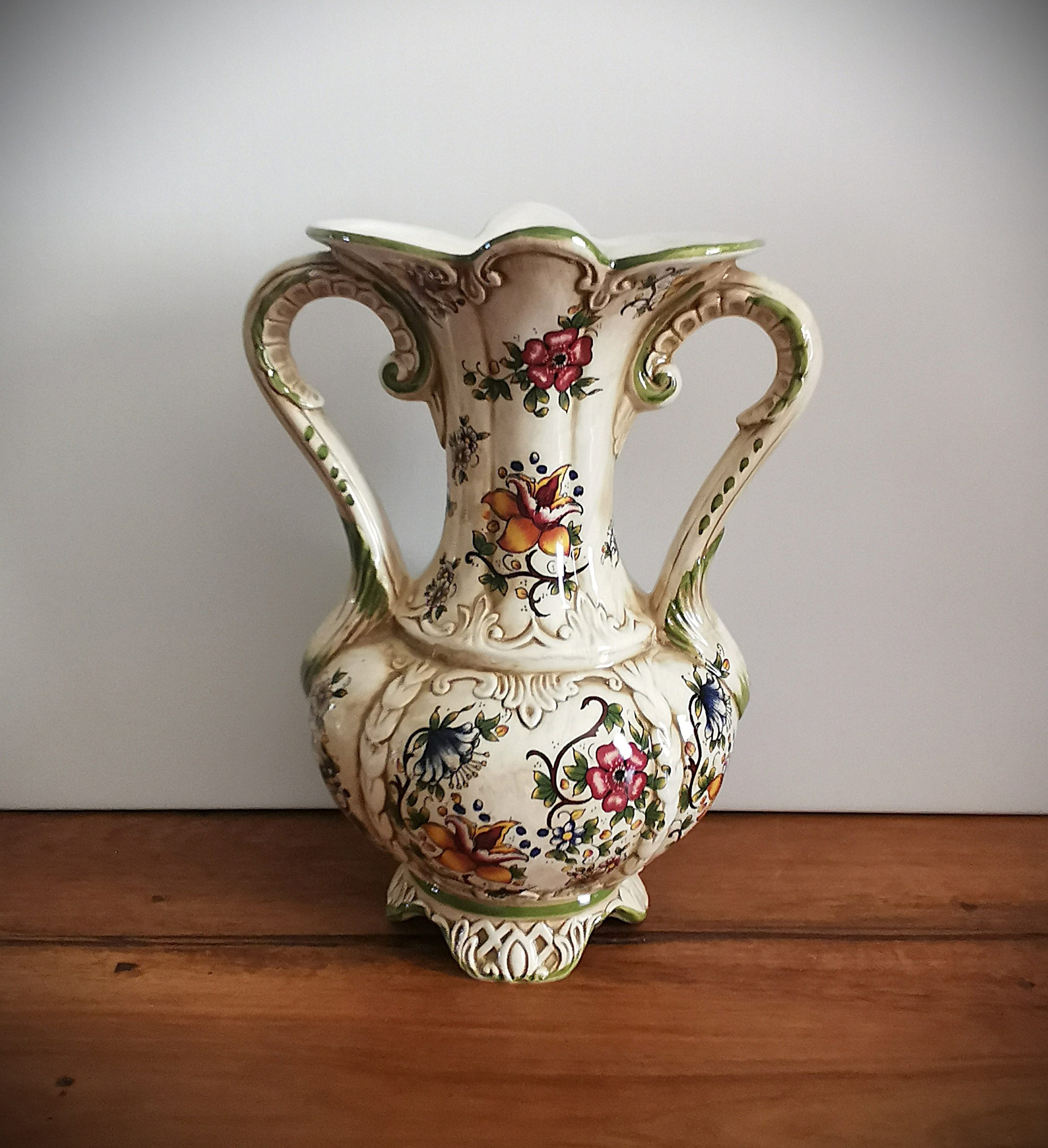 VD682b Vase 2 anses Capodimonte Pass Antiq - Achat et vente d'oeuvres d'art