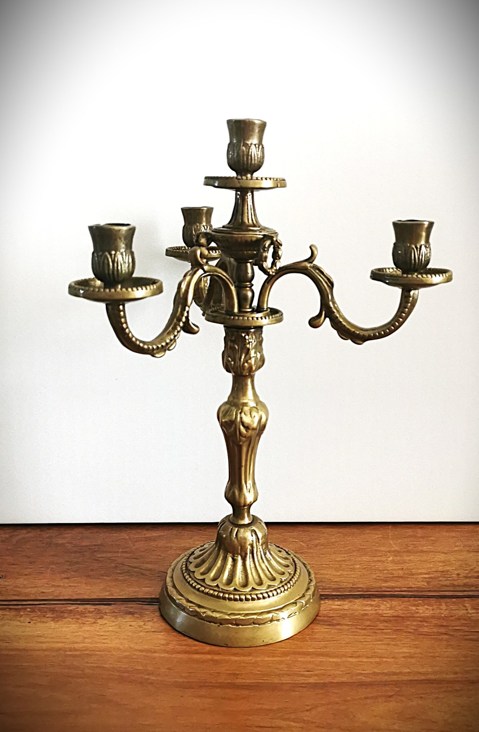 VD85b Bougeoir Bronze 1C 3B Perles Cordes 2 Pass Antiq - Achat et vente d'oeuvres d'art